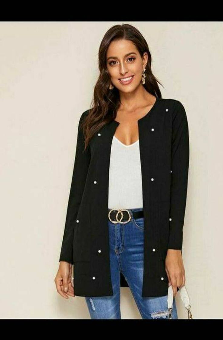 Social Blazer preto com pérolas 