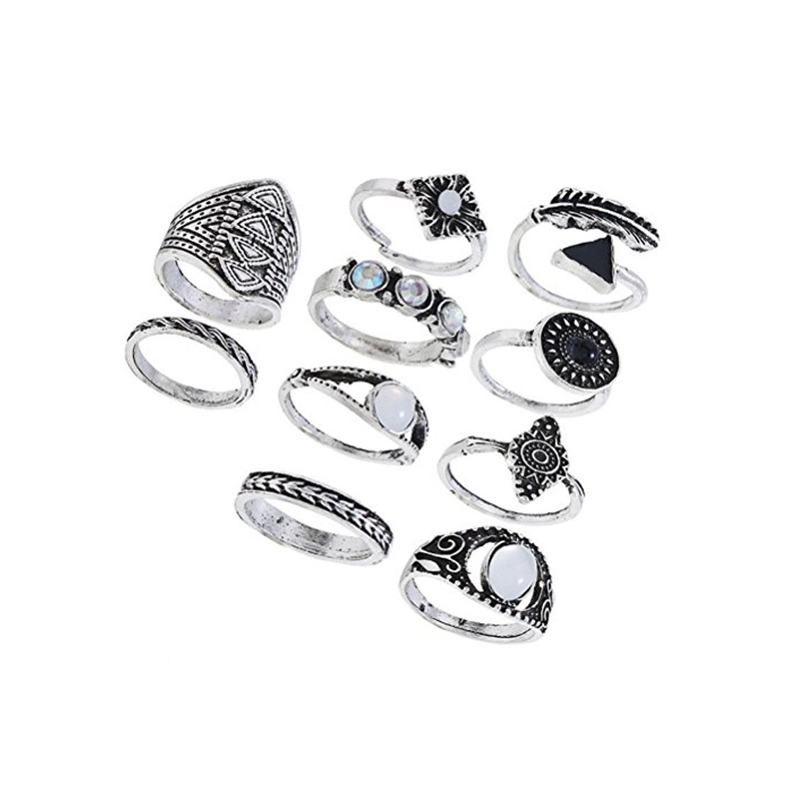 Social FENICAL Anillos de Dedo étnicos Conjunto exagerado combinación de Piedras Preciosas Anillos