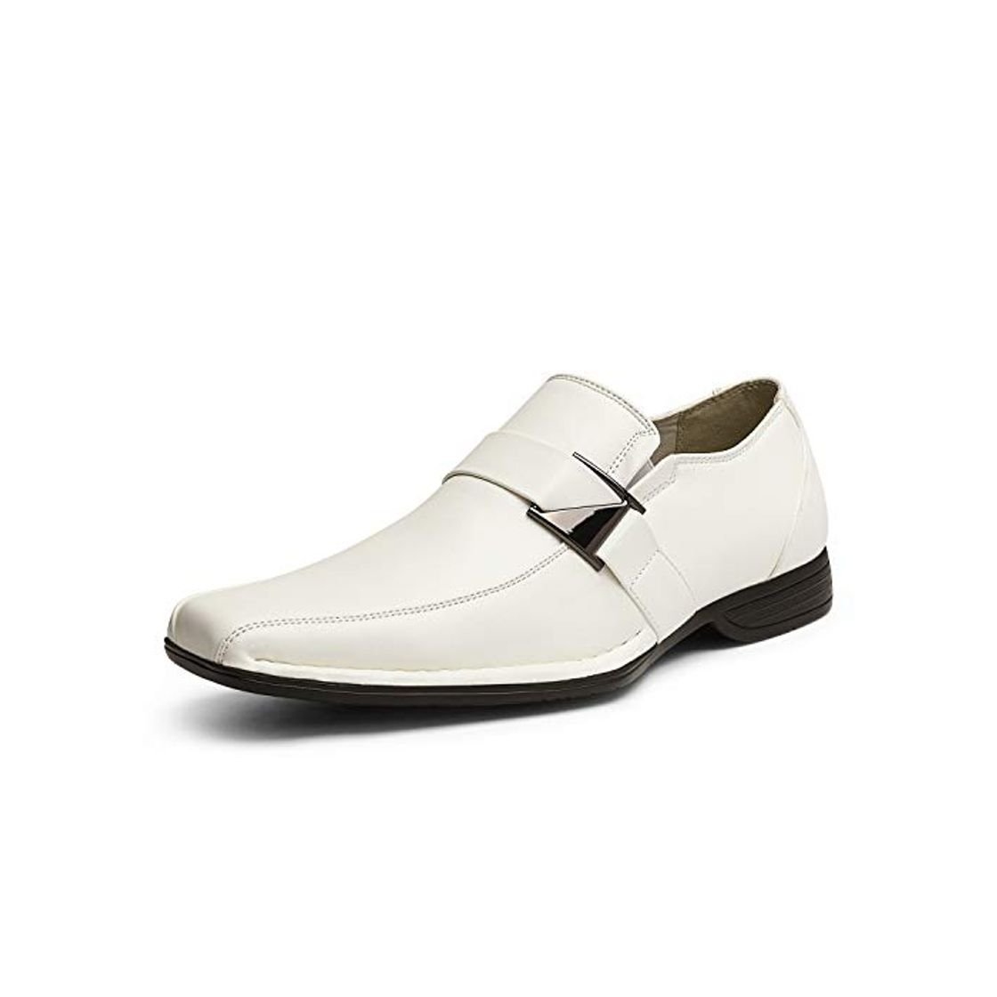 Fashion Bruno Marc Giorgio-3 Hombre Mocasines de Vestir Flexibles Cómodos Zapatos Blanco 46