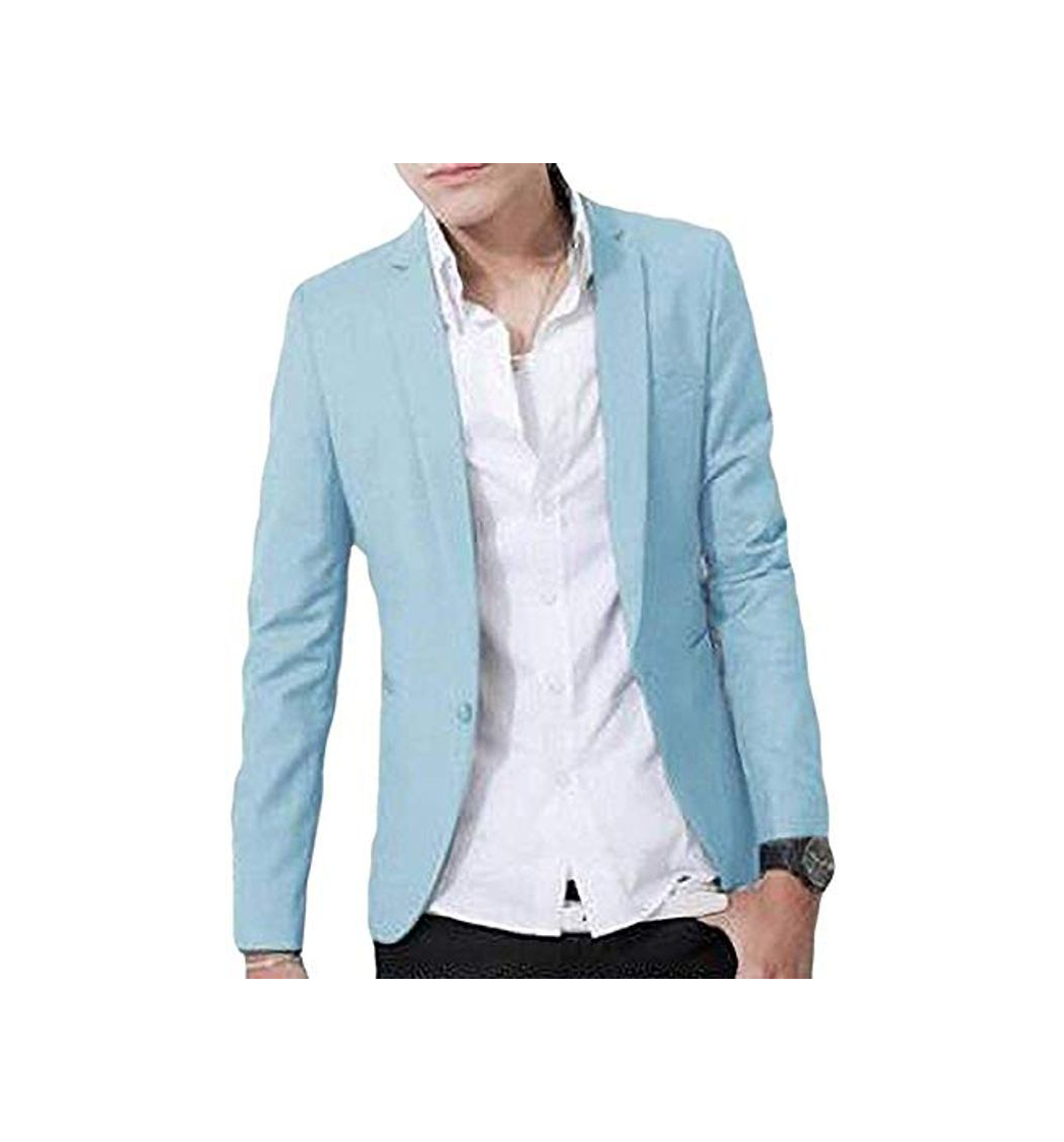 Moda Men Slim Fit One Button Lapel Casual Solid Color Blazer Jacket Coat