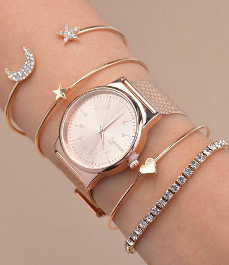 Fashion LEXI CRYSTAL STAR MOON BANGLE BRACELET 4 PIECES SET

