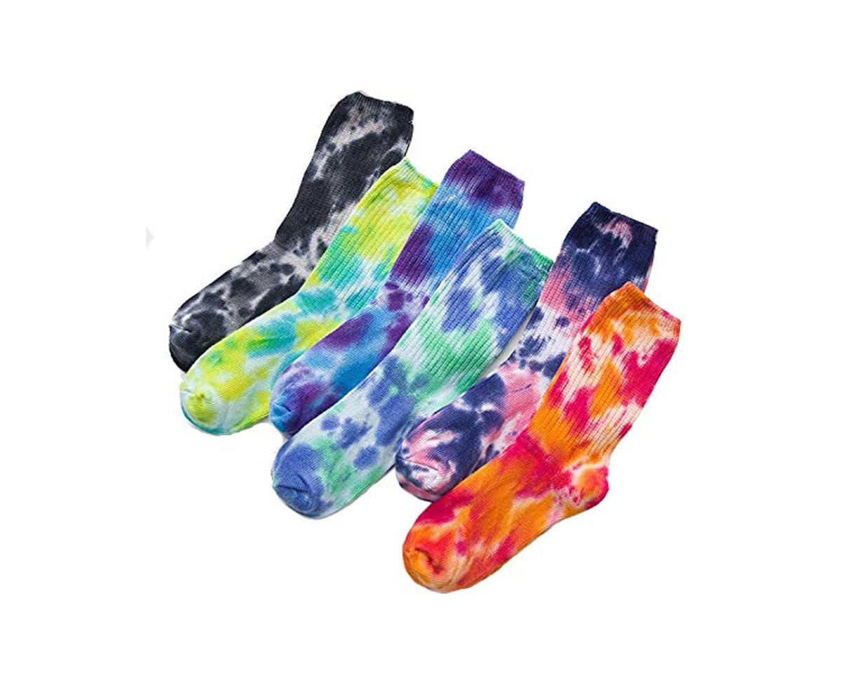 Social boogift Calcetines Coloridos Mujer Calcetines De Algodón Niña con efecto tie-dye de