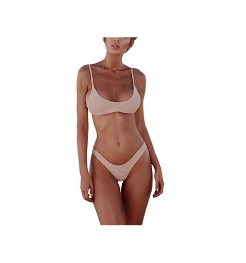 heekpek Bikinis Mujer 2019 Brasileños Bañador Ropa de Baño Push Up Dos Piezas con Relleno Traje de Baño de Tubo Color Liso