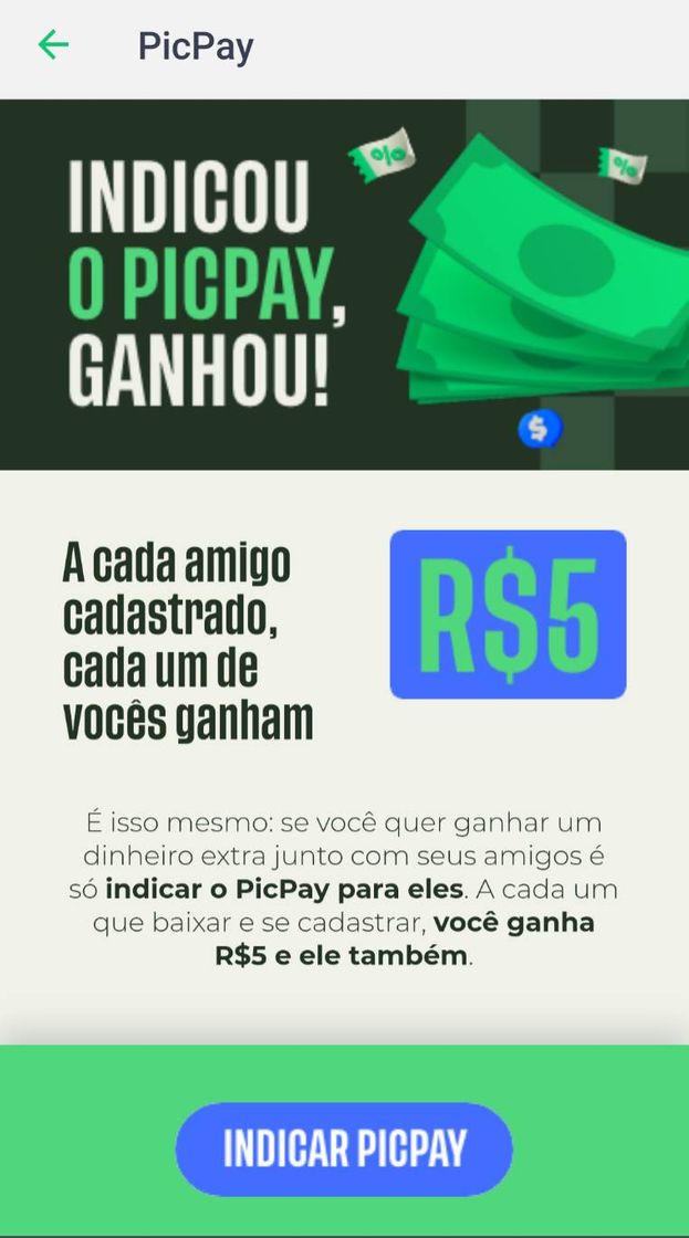 Moda Quer ganhar de 5 a 10 reais entre na picpay pelo meu código