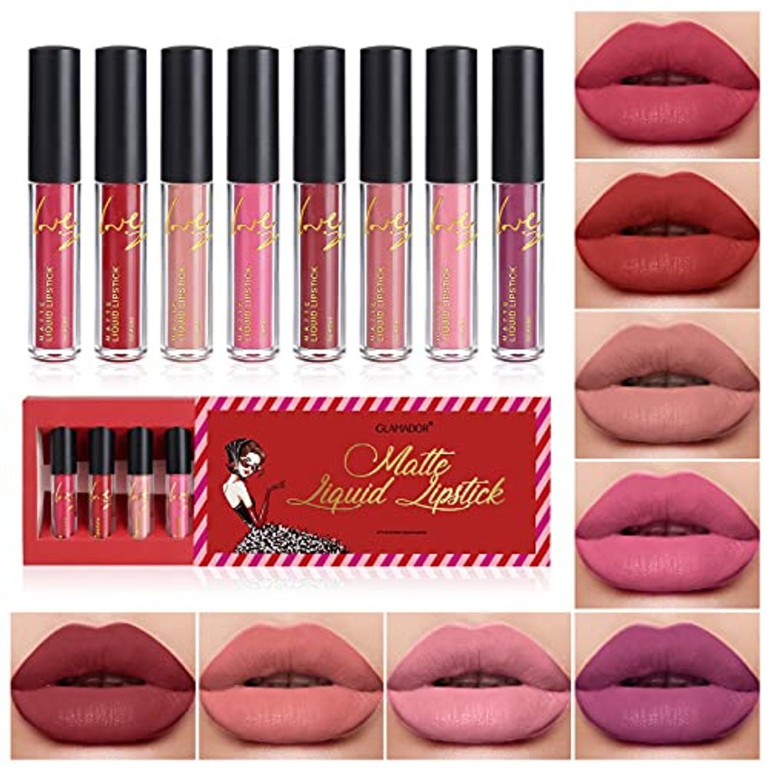Social Brillo de Labios-GLAMADOR kit de Pintalabios Líquido Mate