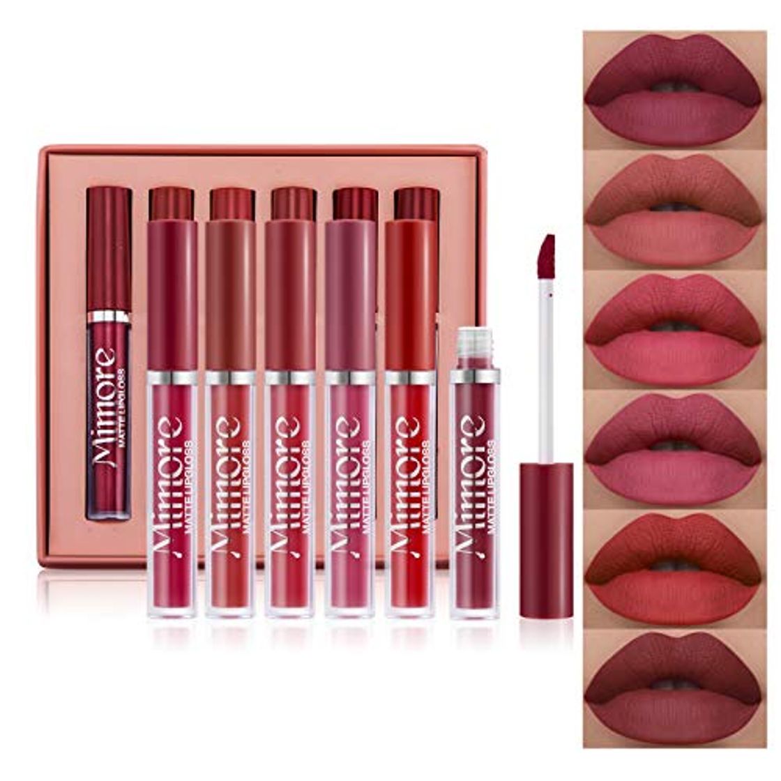 Beauty Mimore Lápiz labial 6pcs / set Kit de brillo de labios de