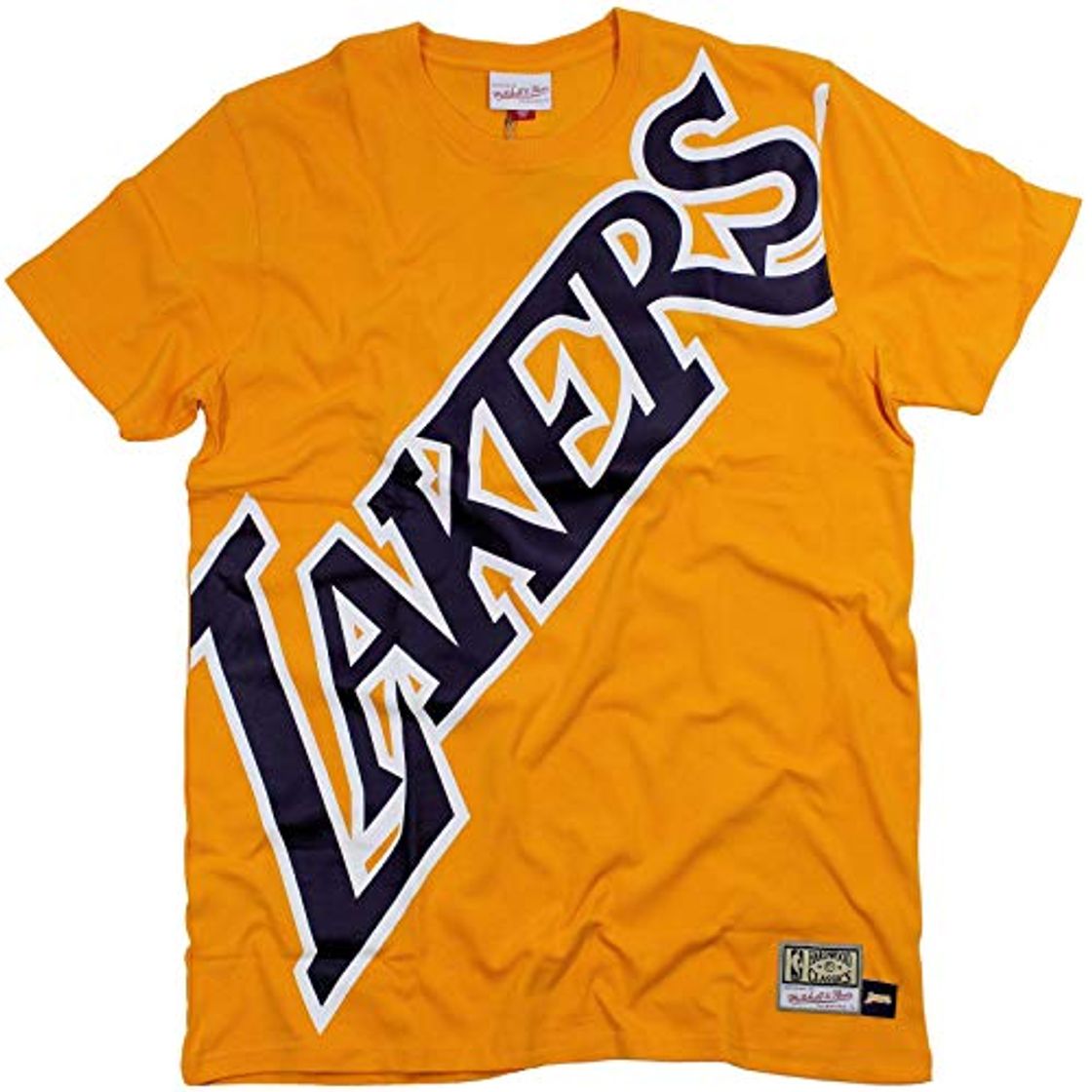 Fashion Mitchell & Ness Big Face Lakers Camiseta Gold