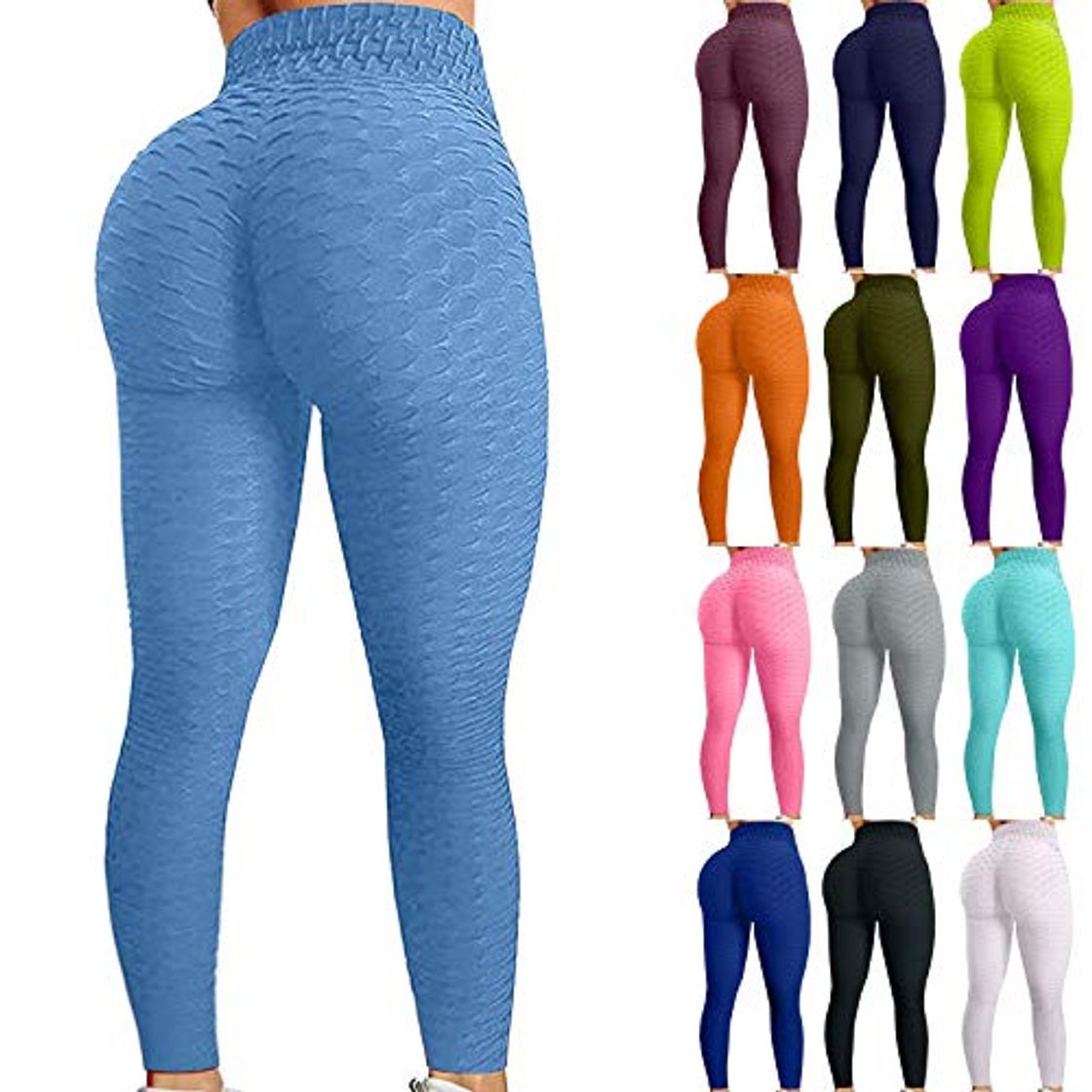 Fashion XZTZ Push Up Leggings para Mujer, Pantalones Cintura Alta Yoga Leggings, Panal