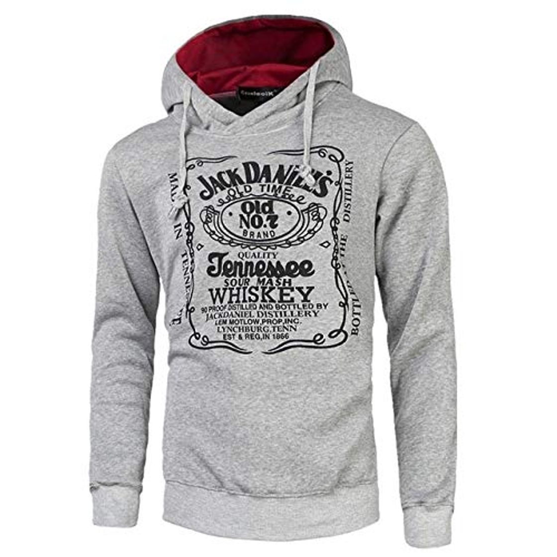 Fashion HOSD Sudaderas Chándal Hombres Moda Hip Hop Sudaderas con Capucha Sudadera Sudadera con Estampado de Marea Negra Hombres Mujeres Moleton Gris M