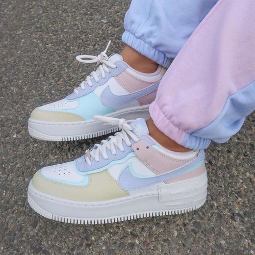 Nike Air Force 1 Shadow Pastel Purple, Blue and Pink. 