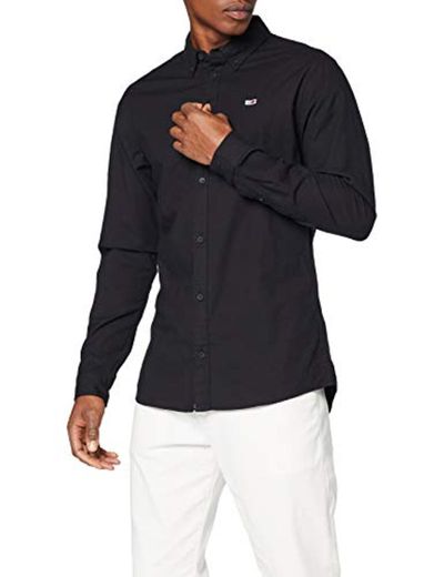 Tommy Hilfiger TJM Stretch Oxford Shirt Camisa, Negro