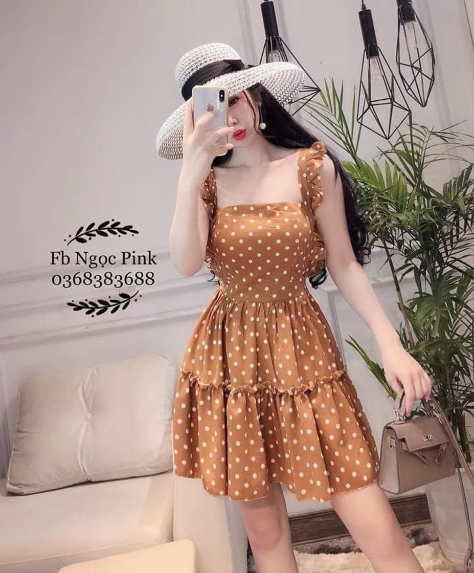 Moda Vestido perfeito com estampa de bolinhas 👗🧡