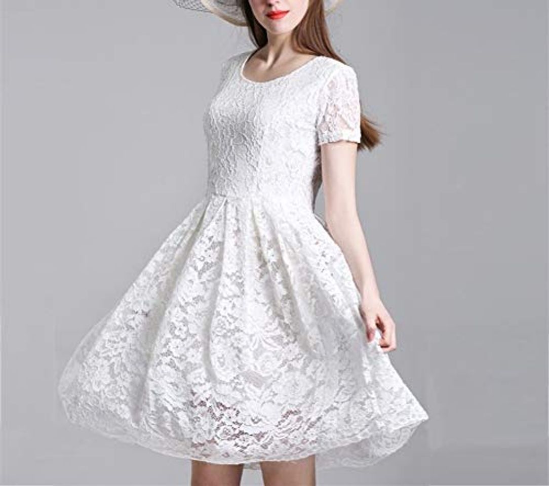 Social XIANGL Vestidos de Cocktail de Mujer Chicas Encaje Recortado Cuello Cuello mar