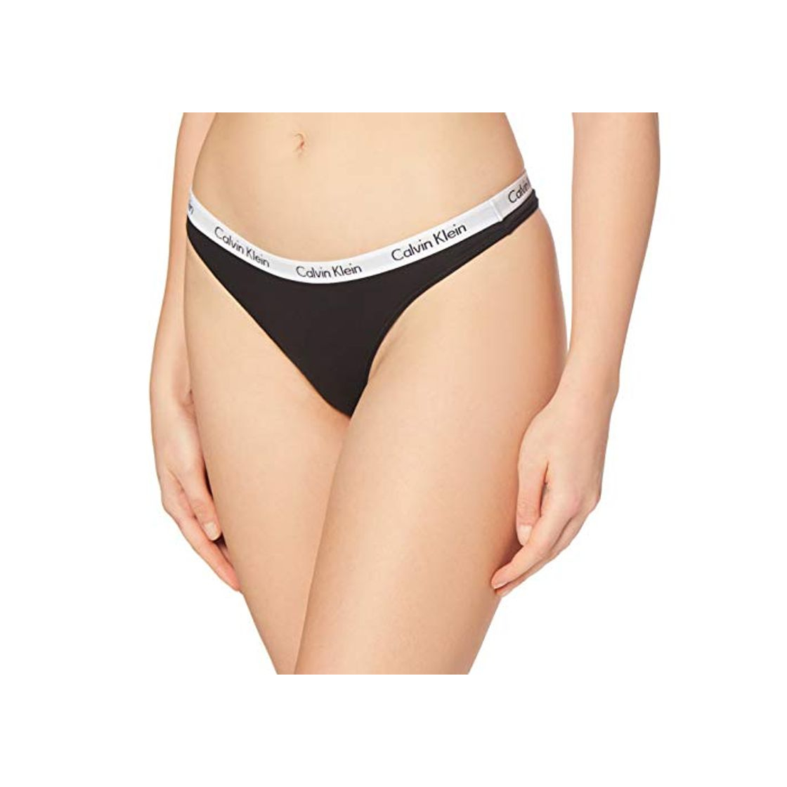 Social Calvin Klein Carousel-Thong Tanga de hilo, Negro
