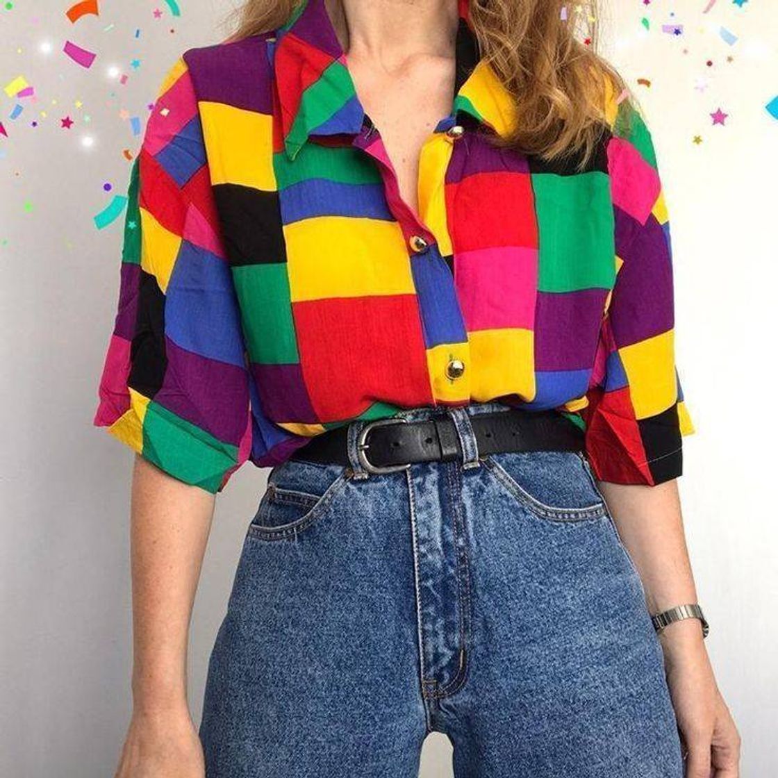 Fashion 90's Aesthetic Rainbow Plus Size Blouse