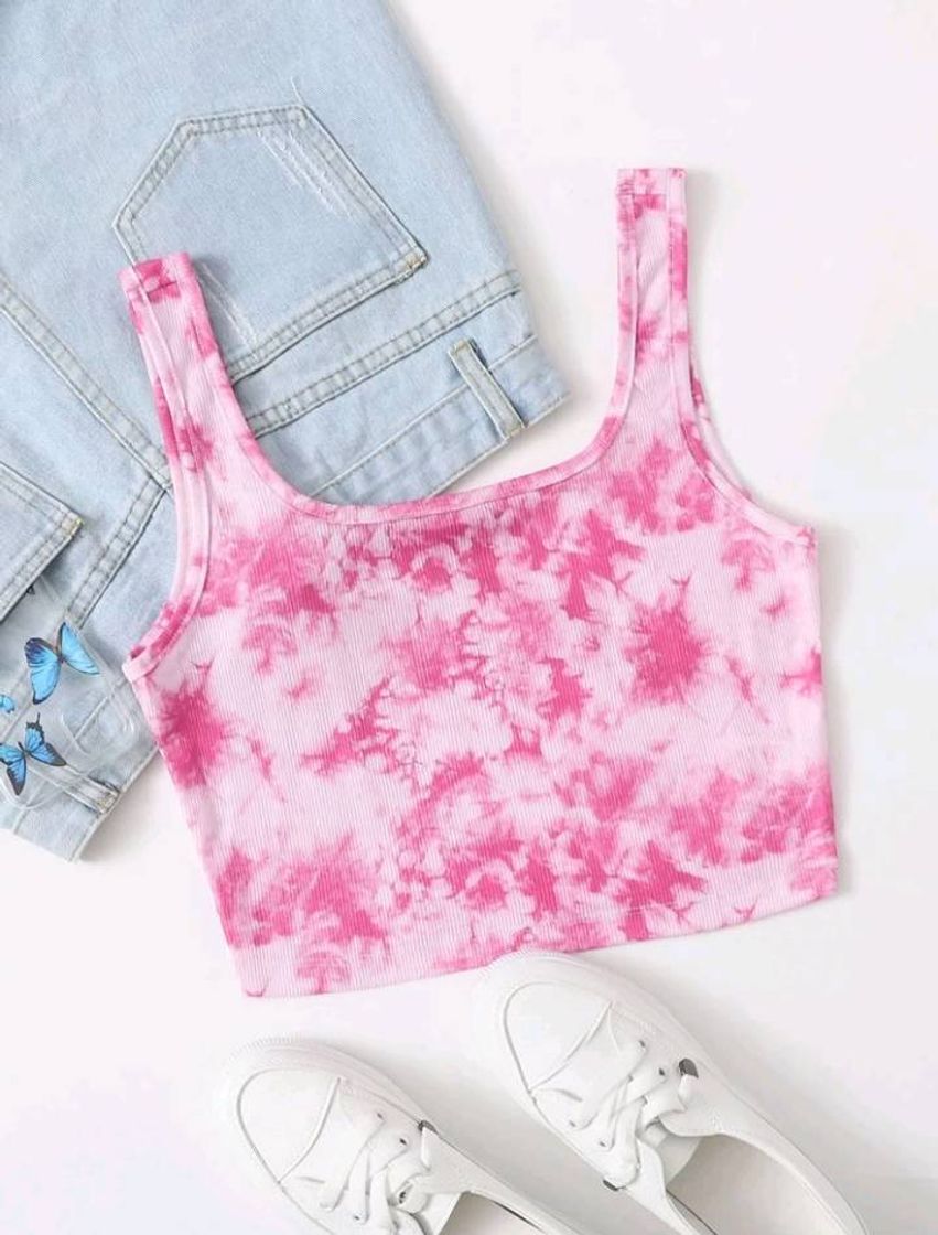 Fashion SHEIN Top de alças tecido tie dye costurado