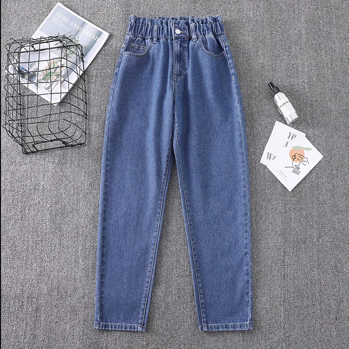 Social Pants Mujeres Recta Casual Monos Coreano De Cintura Alta Harem Suelto Cintura Elástica Más El Tamaño De Las Mujeres Pantalones