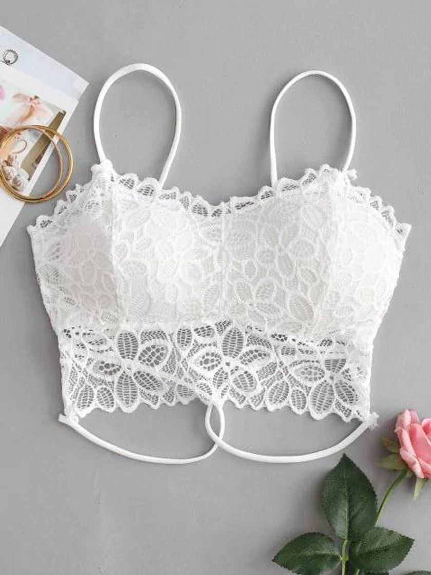 Moda [29% OFF] 2020 Floral Lace Padded Strappy Bralette In WHITE ...