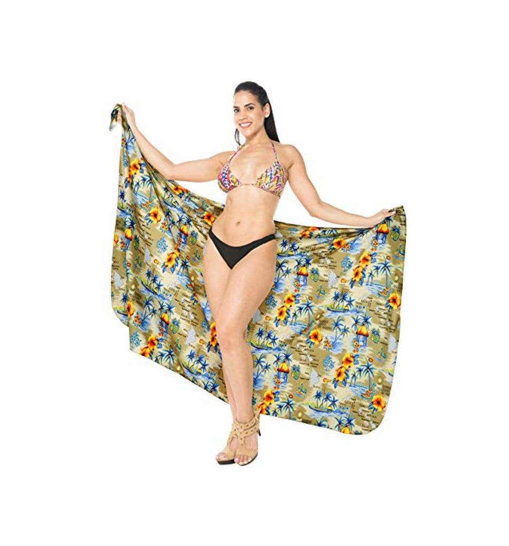 Moda LA LEELA d Forma Pareo Resortwear Encubrir Traje de baño Traje de baño Ropa de Playa Abrigo de Color Beige