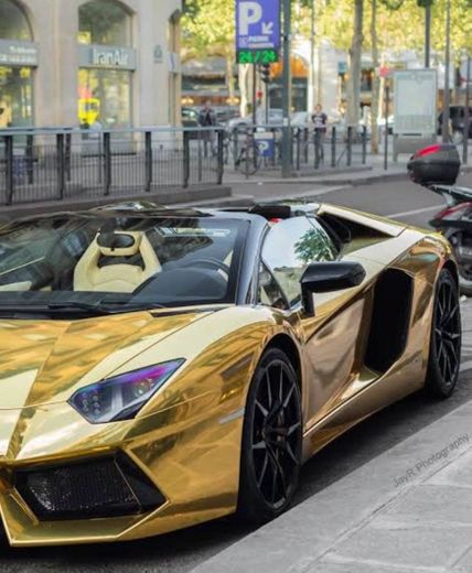 Lamborghini Aventador gold.