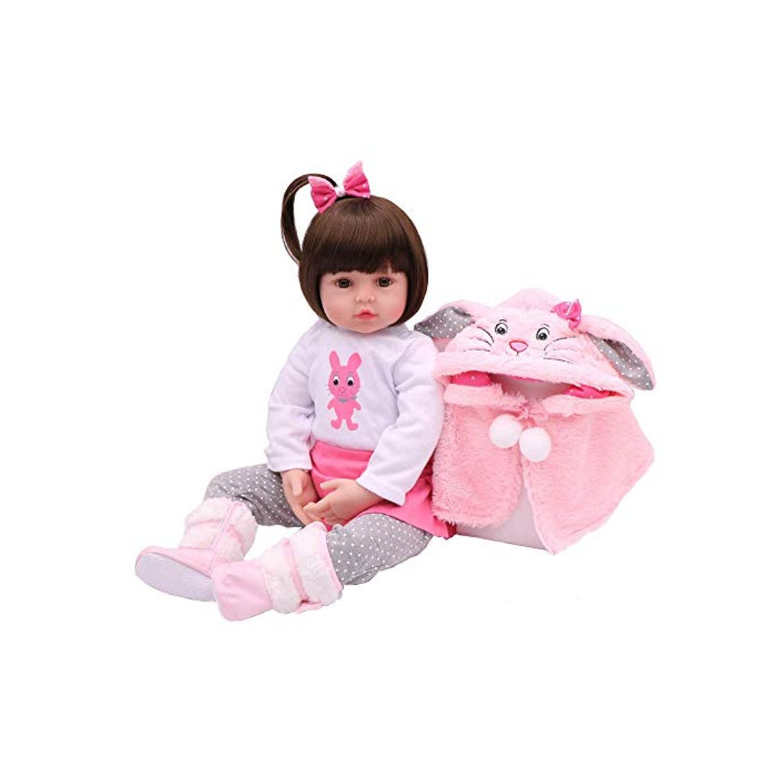 Social Yeloong Muñecas Silicona Reborn para Bebés, Ropa De Conejo 48cm, Bebe Realista