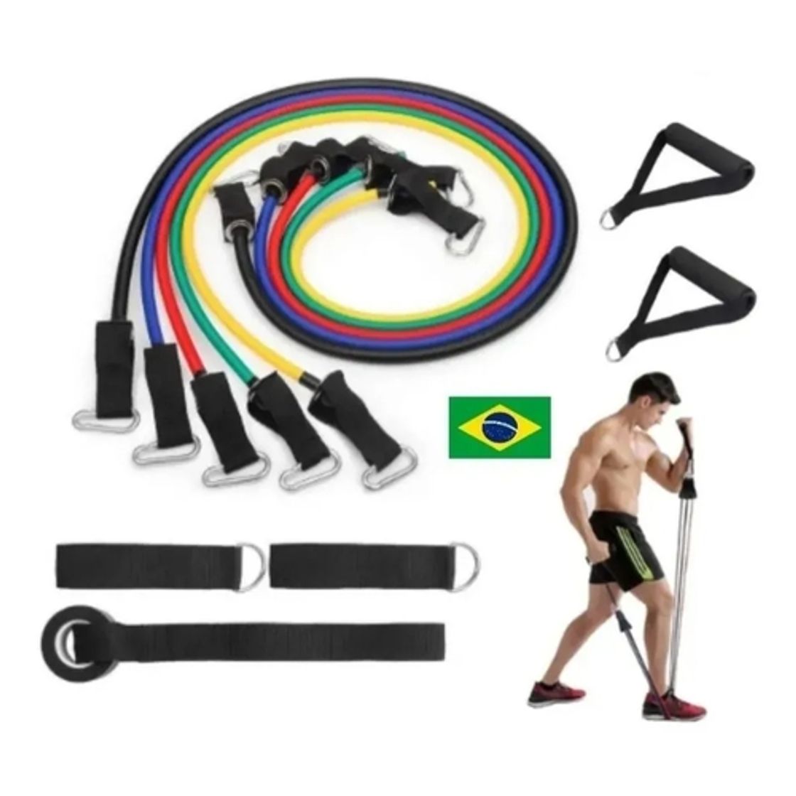 Fashion Kit Elástico Para Treino Exercícios Malhar Musculação Em Cas