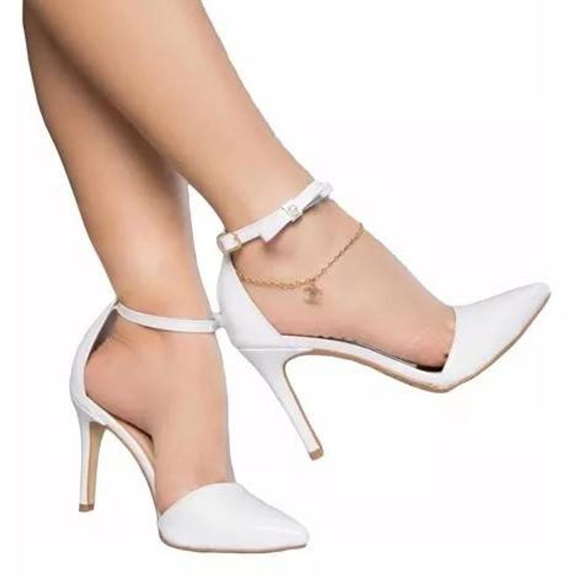 Fashion Sandália Feminina Scarpin Salto Fino Branco Noiva