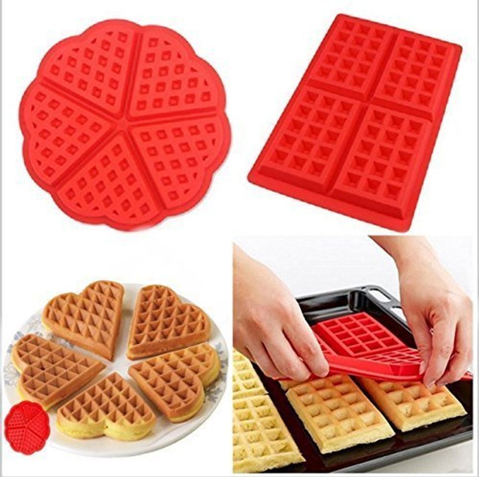 Social 2 PC/Set Waffle Mold silicona horno cacerola para hornear galletas para tarta