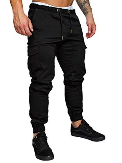 FGFD Pantalones de Hombre Jogger Deportivos Pantalón Cargo Casuales Chino de Algodón