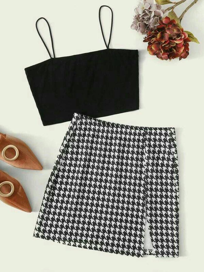 Fashion Conjunto duas peças preto e branco 