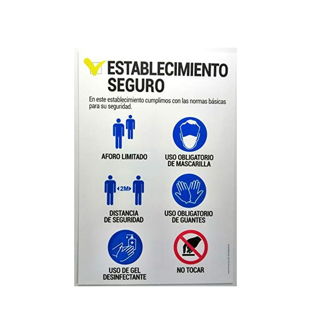 Elemento de la categoría hogar akrocard - Cartel Resistente PVC - ESTABLECIMIENTO SEGURO - Señaletica COVID 19