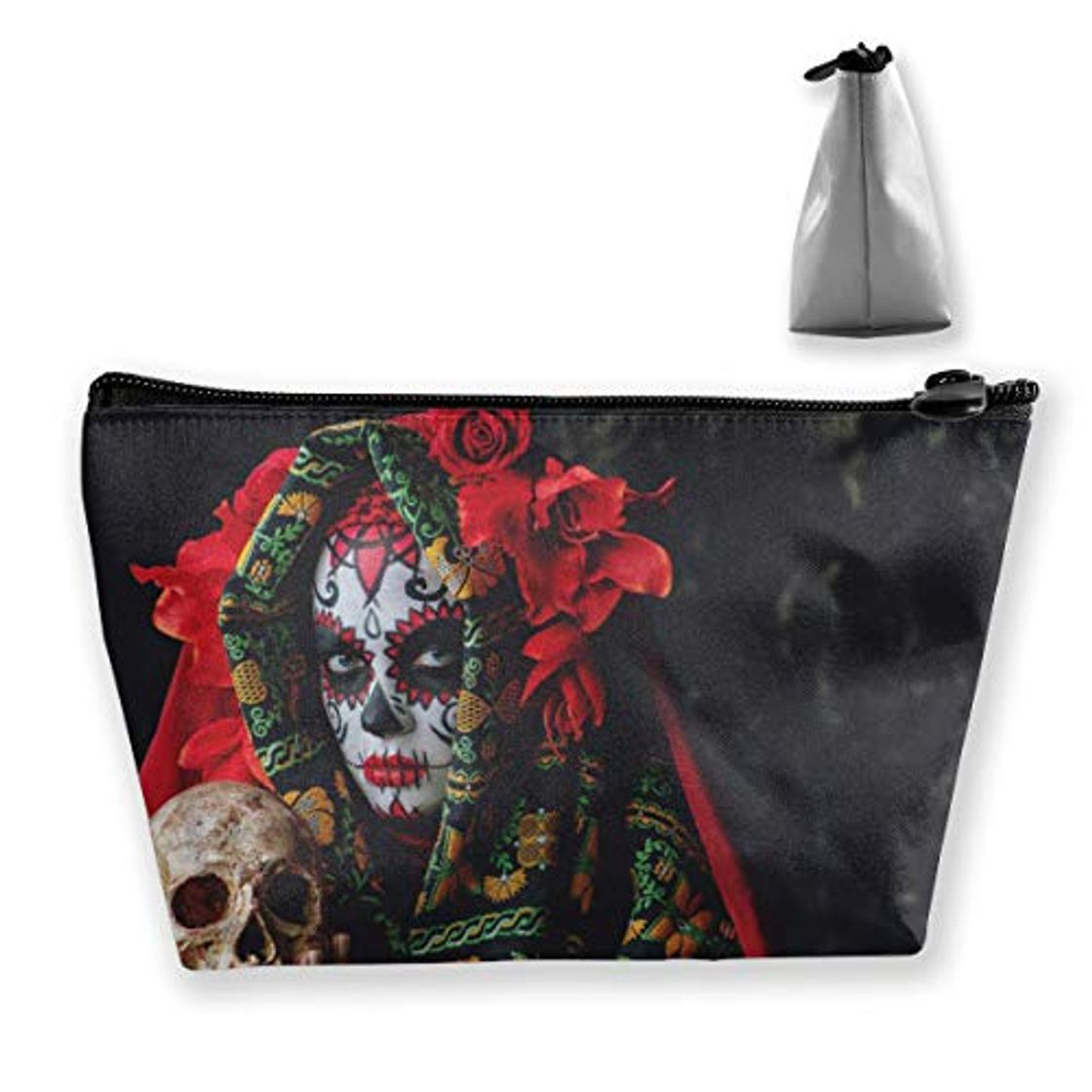 Moda Calavera Catrina - Bolsa de maquillaje trapezoidal para mujer