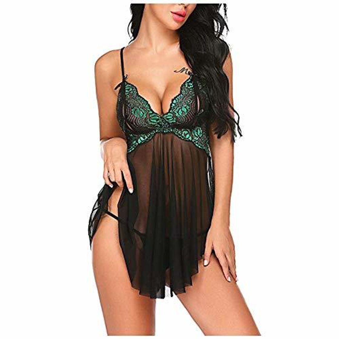 Productos FLQER Enfermera Picardias Disfraces Lencería Sexy para Mujer Sling Lace Ropa Interior