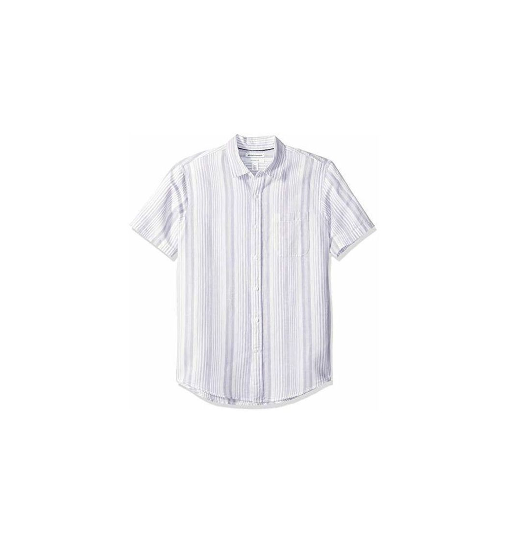 Producto Amazon Essentials - Camisa de lino a rayas, de manga corta y