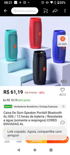 R$ 61,19  49%de desconto | Caixa De Som Speaker Portátil Blu