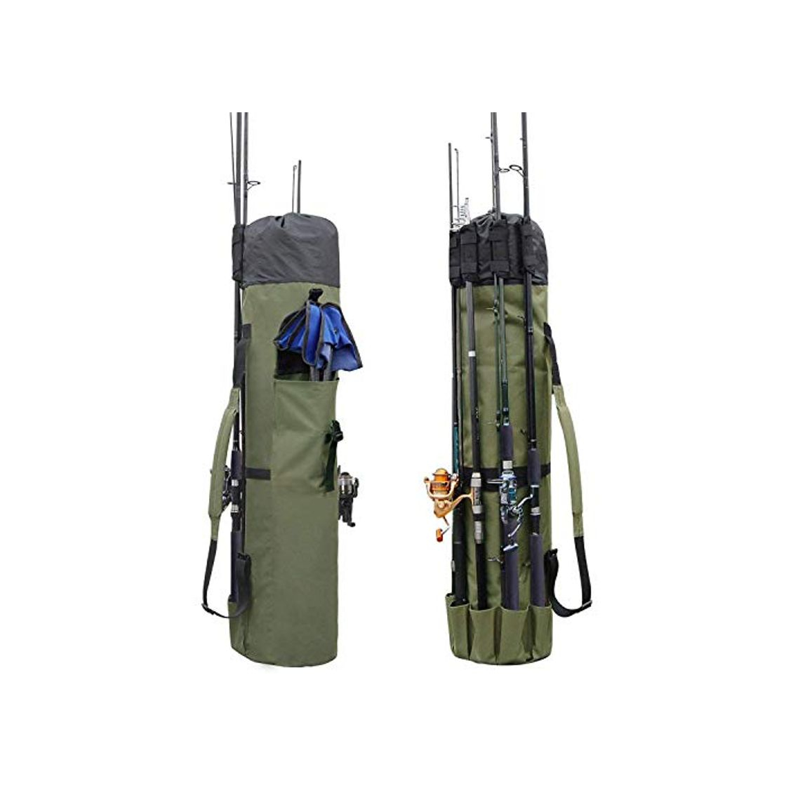 Social Powcan Bolsa de Pesca Estuche de caña de Pescar Oxford Organizador portátil de Alta Capacidad para Llevar caña de Pescar Bolsa de Almacenamiento de Herramientas de Pesca Impermeable al Aire Libre