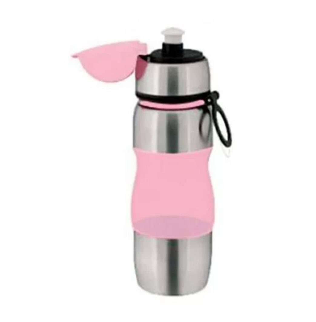 Fashion Garrafa de Academia Plástico com Inox 600 ml - Rosa | Netshoes