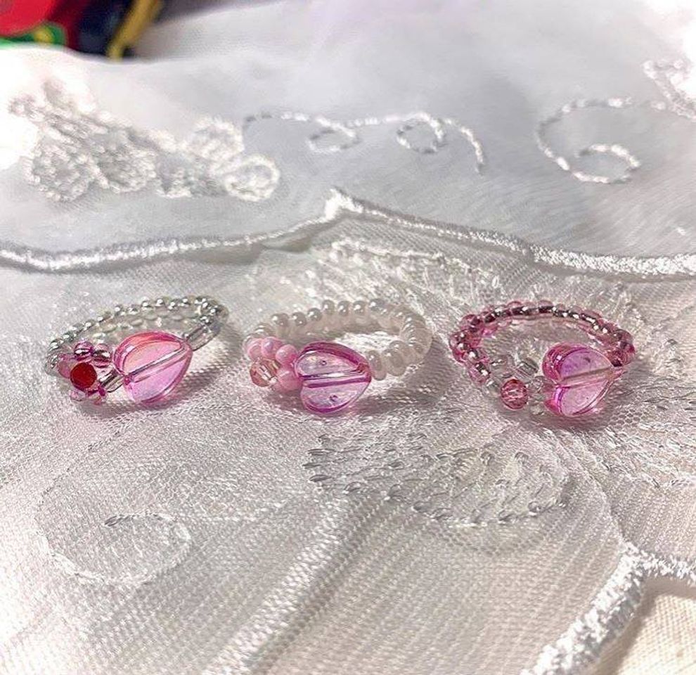 Moda Anel de pérolas com cristal rosa