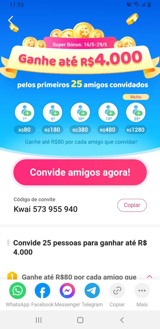 App Convide seus amigos e ganhe até 4 mil reais 🤑