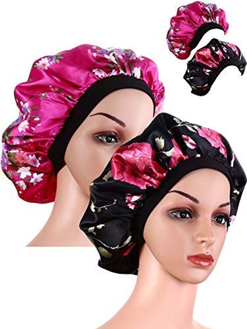 Social 2 Piezas de Gorro de Satén de Banda Ancha Gorra de Dormir