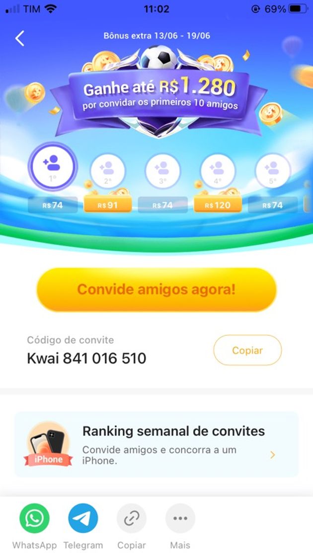 Fashion Aplicativo KWAI está pagando 1.280 pra vc e convidar amigos 