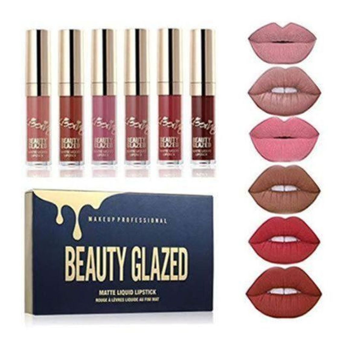 Social Beauty Sexy 6PCS/brillo de labios mate Sexy líquido Lipstick impermeable larga duración