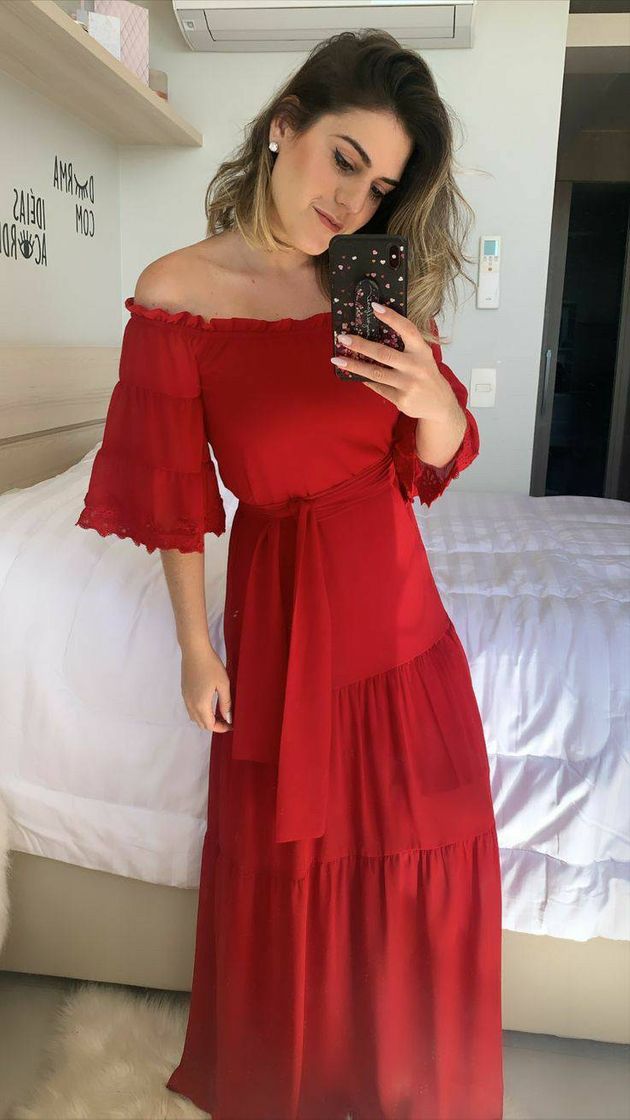 Fashion Vestido longo vermelho 