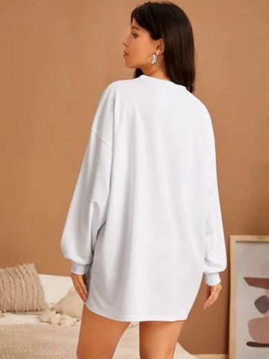 Drop Shoulder Slogan Embroidery Sweatshirt | SHEIN EUR