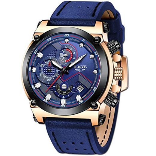 LIGE Hombre Relojes Moda Impermeable Relojes Clásico Negocios Analogicos Cuarzo Relojes con