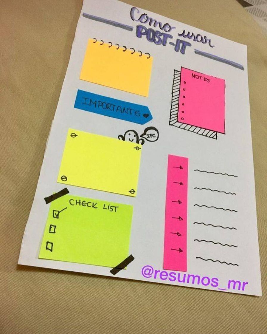 Moda Como usar post it no caderno 