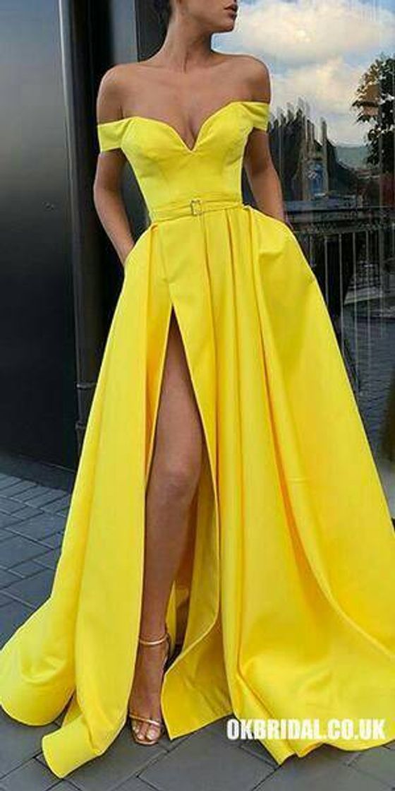 Fashion Vestido Comprido Amarelo