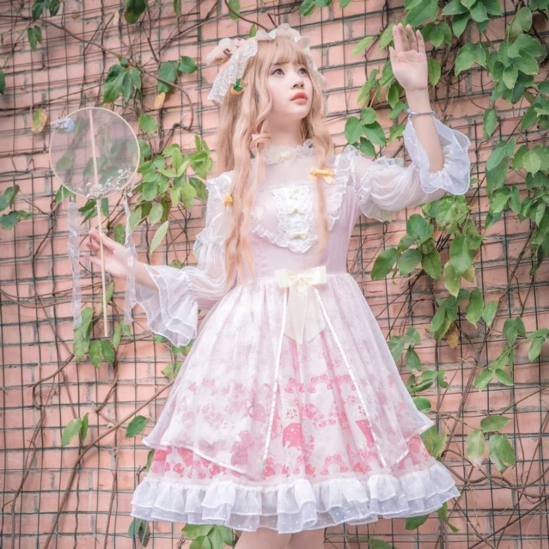 Moda Vestido sakura rosinha claro de lolita lindíssimo