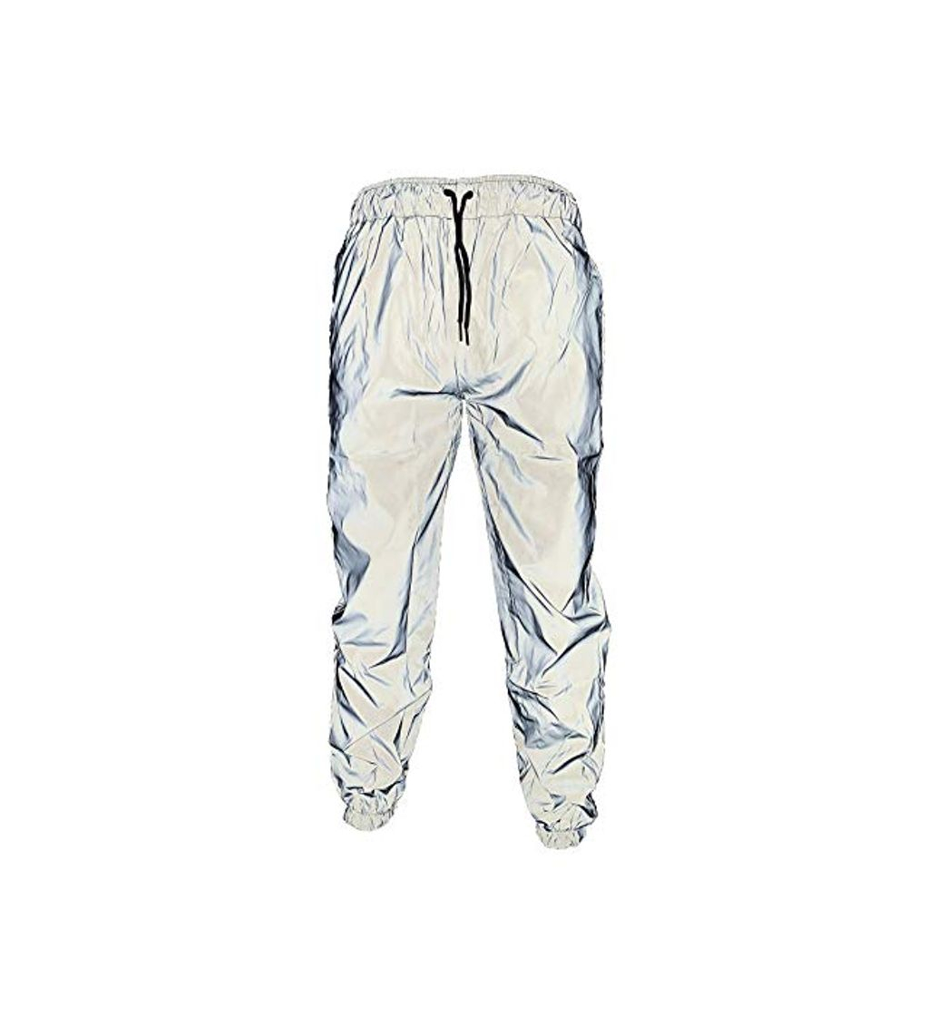 Fashion NewL Pantalones Reflectantes para Hombre Gris M