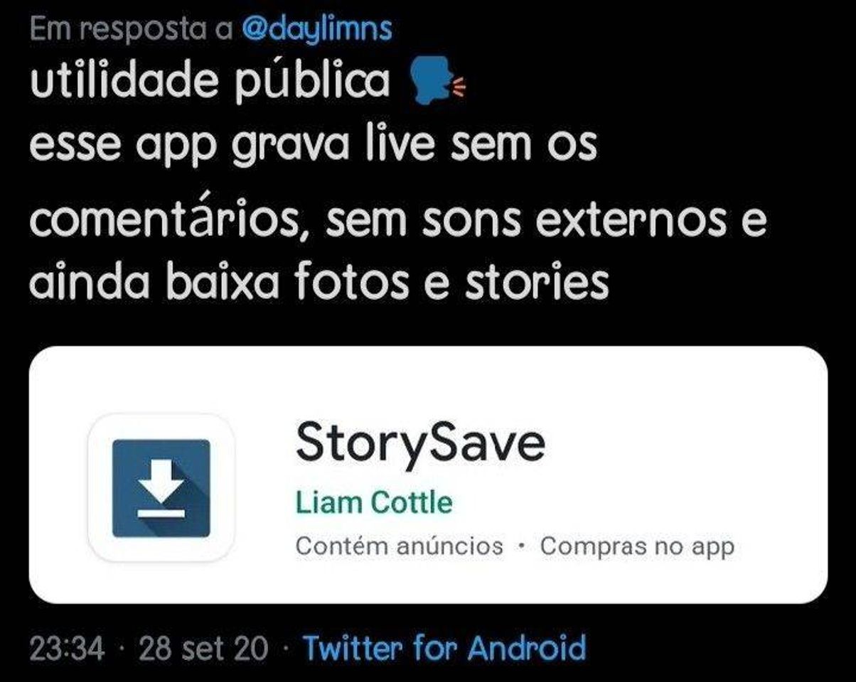 Moda App para salvar storys e etc...